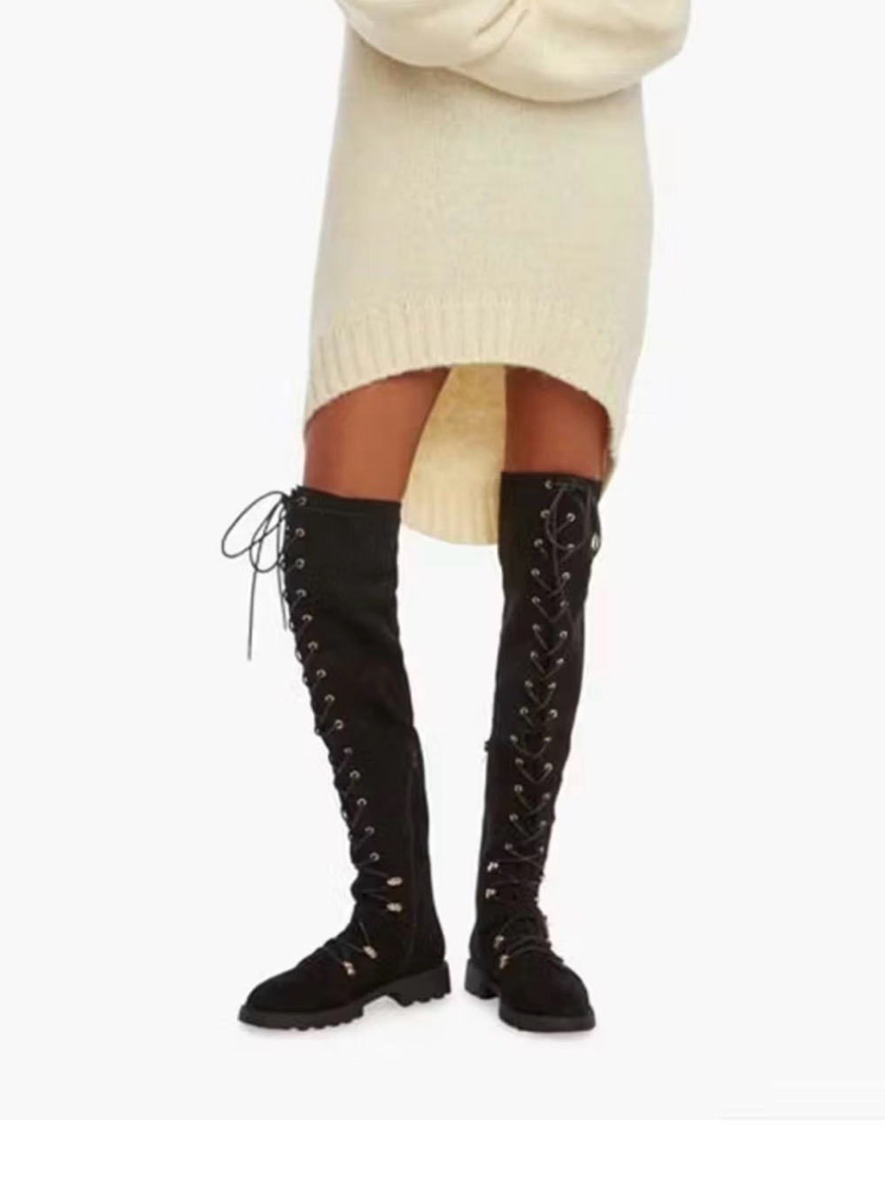 NWOT JustFab Phyllida Over-The-Knee Lace-Up Boot Size 8